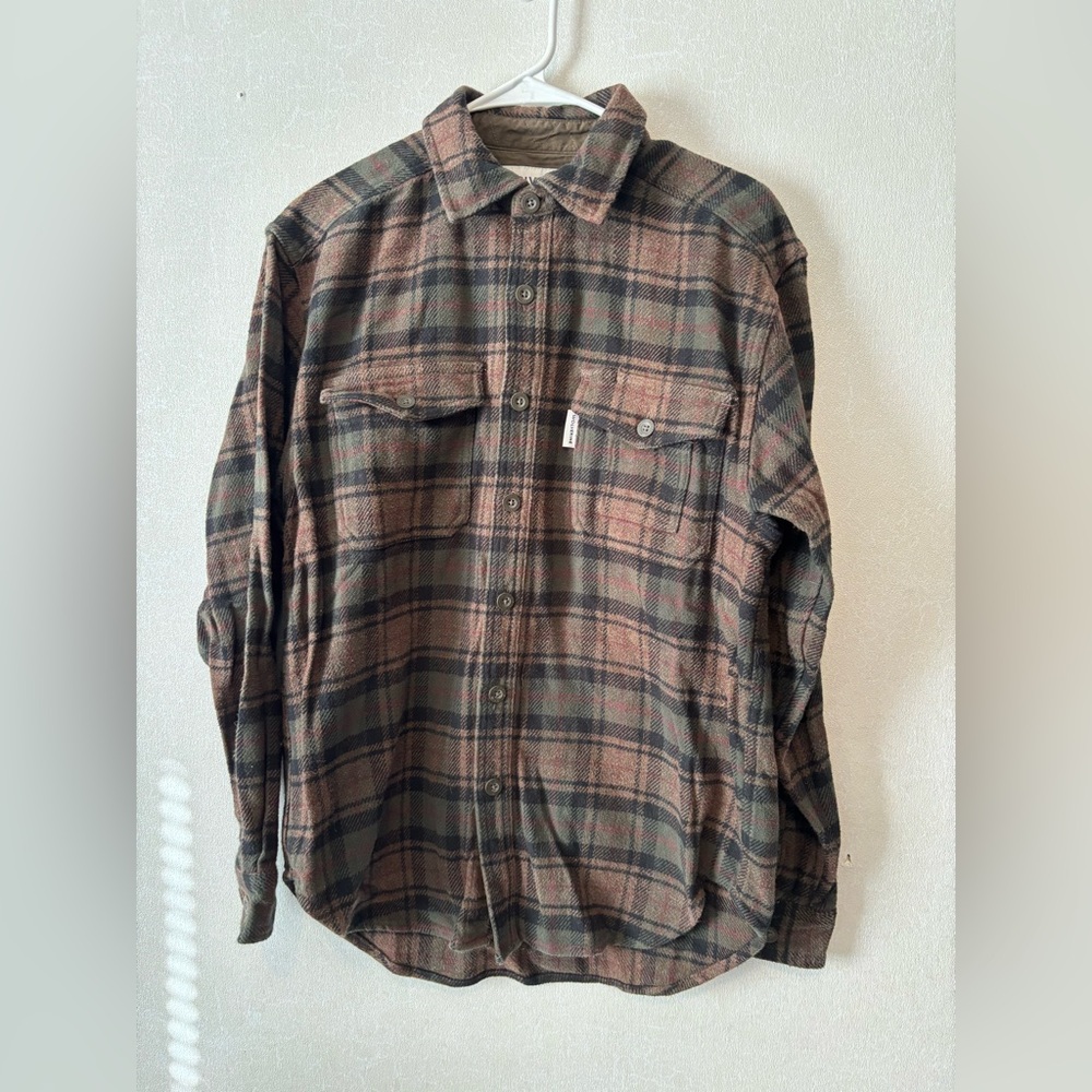 Wolverine | Brown and Green Plaid Casual Shirt | Size Medium